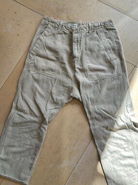 Nili Lotan Taupe Khaki Utility Dropped-rise Cropped Pants Size 6 Made in NYC